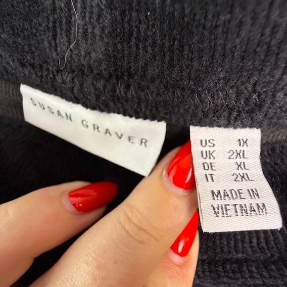 QVC Susan Graver Knit Corduroy Straight Leg Pants Womens 1X Black Pull On NWOT - Picture 3 of 11